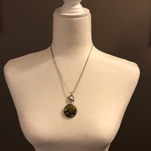 Double sided pendant silver necklace removable pendant